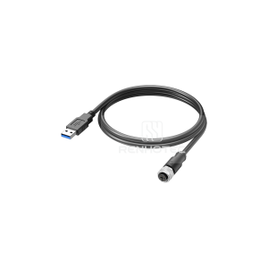M12 Female to USB2.0 Overmolded Cable Shielded Straight PVC/PUR