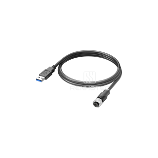 M12 Female to USB2.0 Overmolded Cable Shielded Straight PVC/PUR