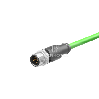 M12 Male Single-ended Cable with Cat 5e S/FTP Ethernet EMI-Shielded Straight PVC/PUR