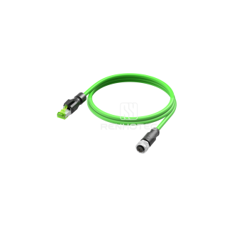 M12 Female to RJ45 Male Double-ended Cable Straight PVC/PUR