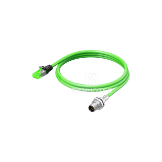 M12 D Code Male Panel Mount Receptacle to RJ45 Male with Cable