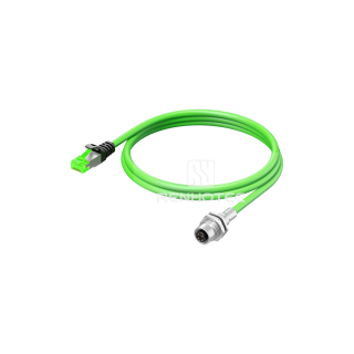 M12 Female Panel Mount Receptacle to RJ45 Male with Cable