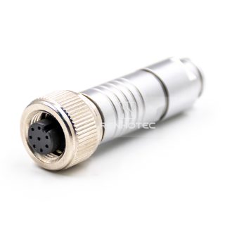 Alternative view of M12 8 Pin X Code Female Field Assembly Plug Solder Cup Shielded Straight