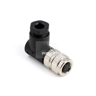 Alternative view of M8 Female Plug Right Angle Field Wireable Connetor, Solder Cup, IP67 Plastic Shell