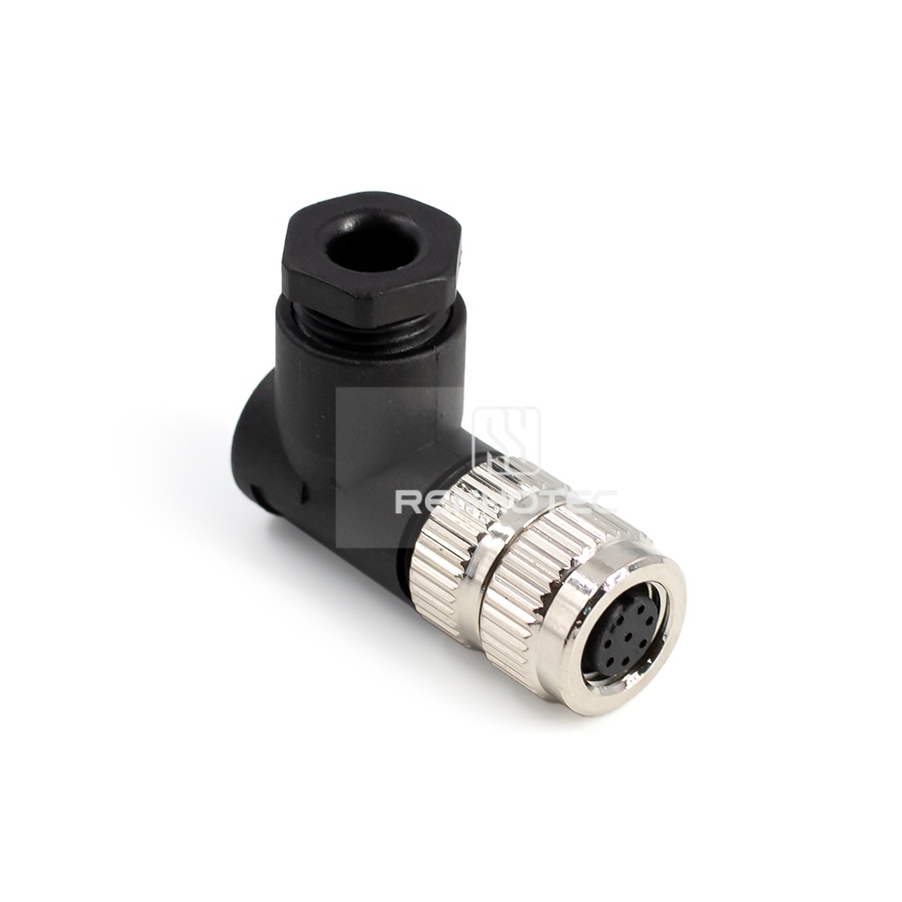 M8 Female Plug Right Angle Field Wireable Connetor, Solder Cup, IP67 Plastic Shell — изображение 2
