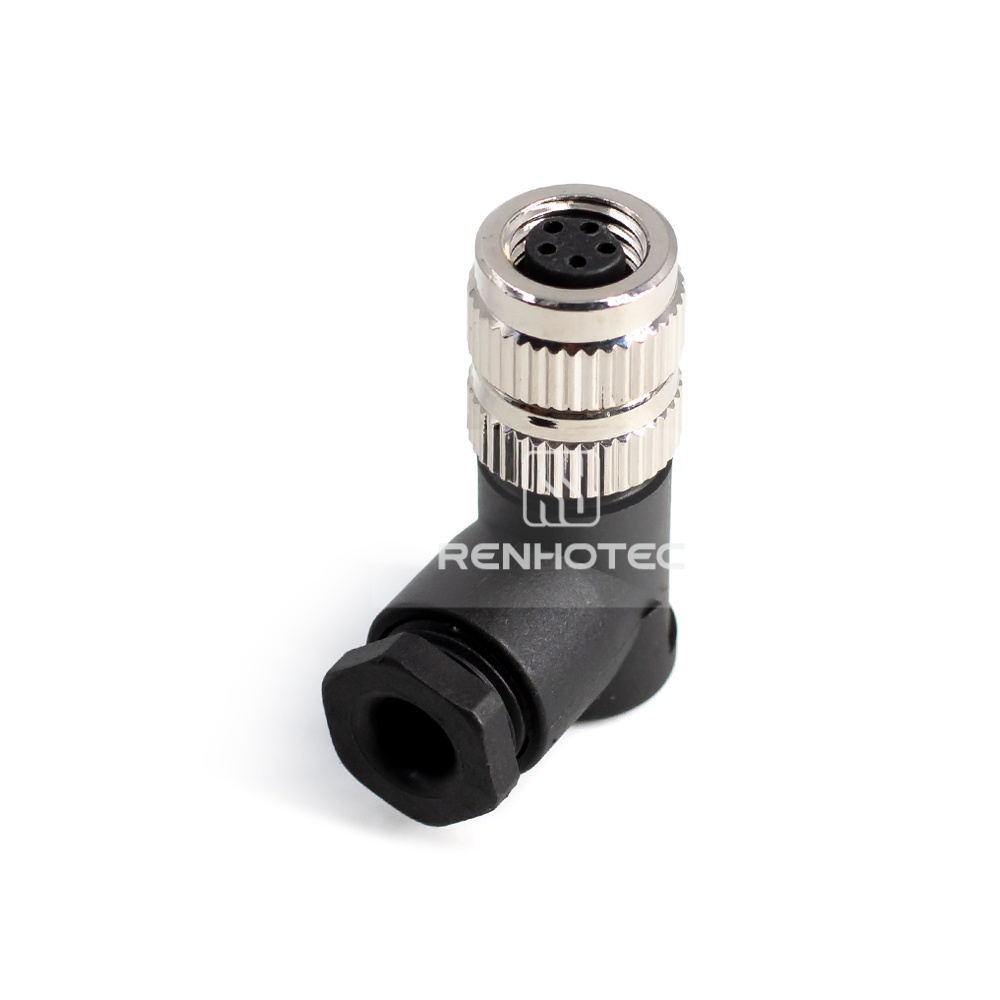 M8 Female Plug Right Angle Field Wireable Connetor, Solder Cup, IP67 Plastic Shell — изображение 4