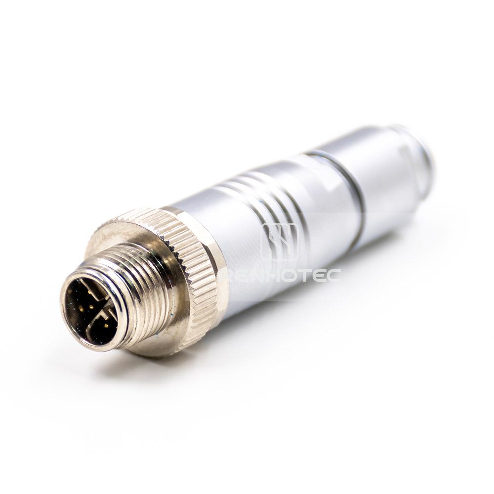 M12 8 Pin X Code Male Field Assembly Plug Solder Cup Shielded Straight