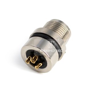 Alternative view of M8 Female Panel Mount Receptacle, Solder Cup, Front Fastened, Straight, IP67, M12x1