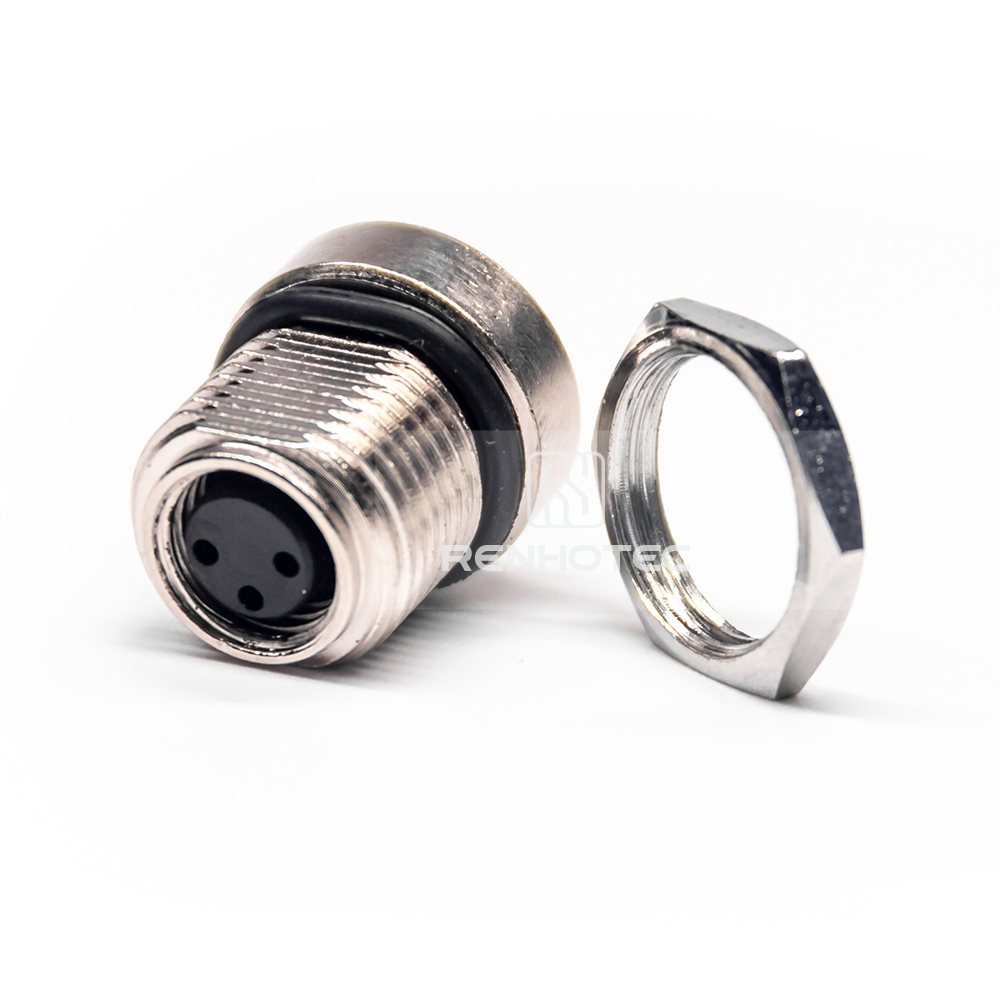 M8 Female Panel Mount Receptacle, Solder Cup, Front Fastened, Straight, IP67, M12x1 — изображение 3