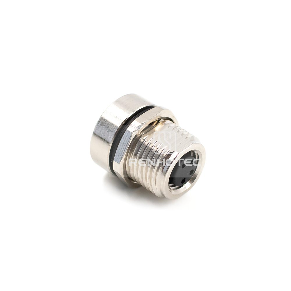 M8 Female Panel Mount Receptacle, Solder Cup, Front Fastened, Straight, IP67, M12x1 — изображение 4