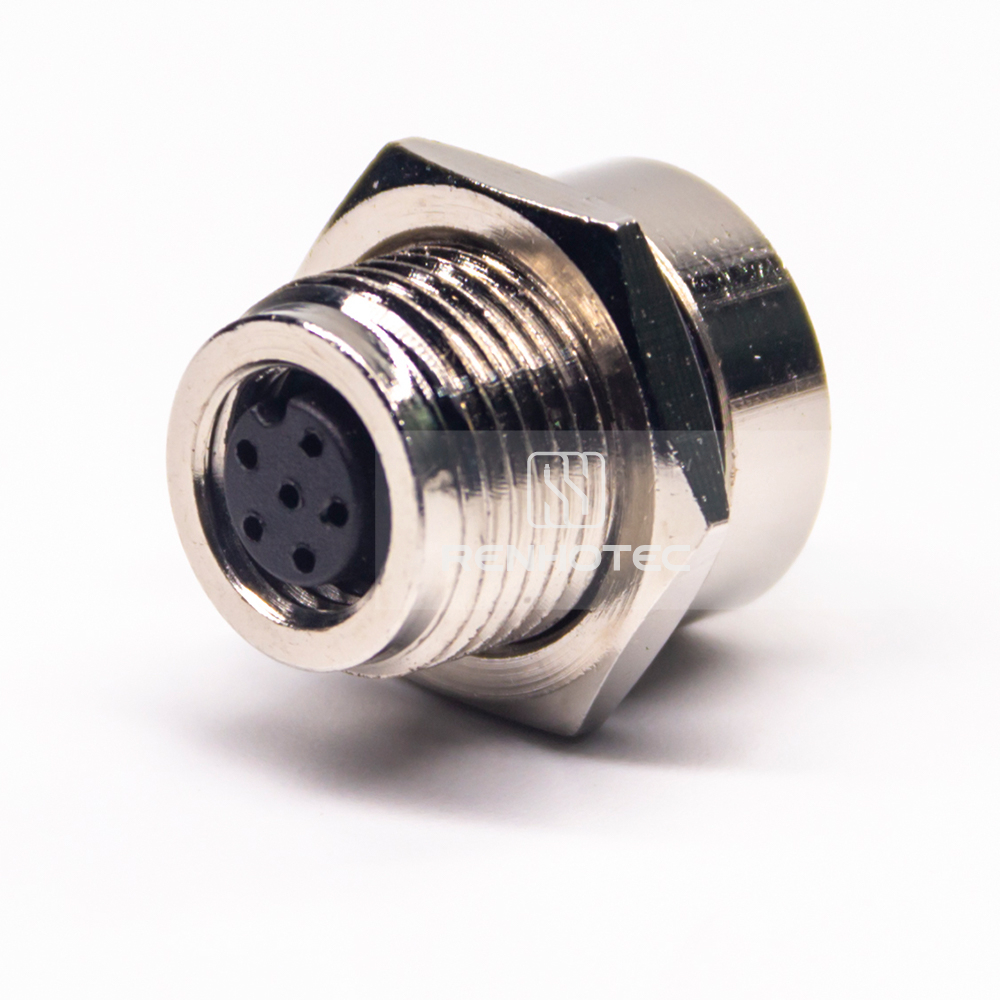 M8 Female Panel Mount Receptacle, Solder Cup, Front Fastened, Straight, IP67, M12x1 — изображение 5