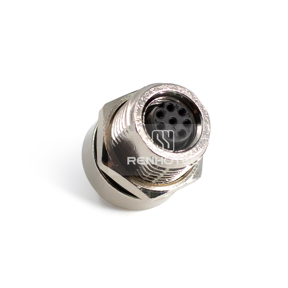 M8 Female Panel Mount Receptacle, Solder Cup, Front Fastened, Straight, IP67, M12x1 — изображение 6