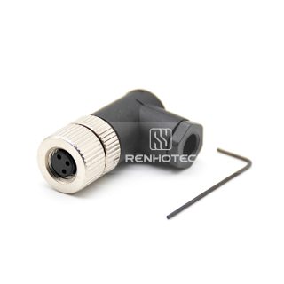 M8 Male Right Angle Field Wireable Connector, Screw Termination, IP67 Plastic Shell