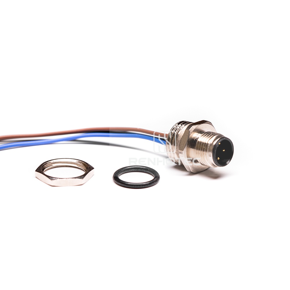 M12 Male Panel Mount Receptacle with Wires Rear Fastened Straight PG9 - Image 7