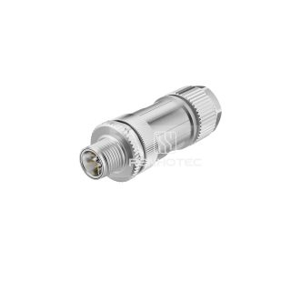 M12 Field Assembly Connector, Crimp, Straight, Male