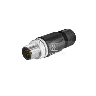 M12 Male Straight Field Wireable Connector, Plastic Shell, Solder Cup, IP67