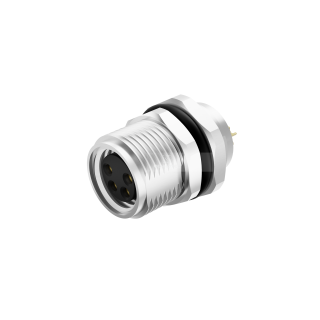 Alternative view of M8 Female Panel Mount Receptacle, Solder Cup, Front Fastened, Straight, IP67, M10x0.75
