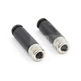 Alternative view of M8 Female Plug Straight Field Wireable Connetor, Solder Cup, IP67 Plastic Shell