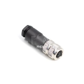 M8 Female Plug Straight Field Wireable Connetor, Solder Cup, IP67 Plastic Shell
