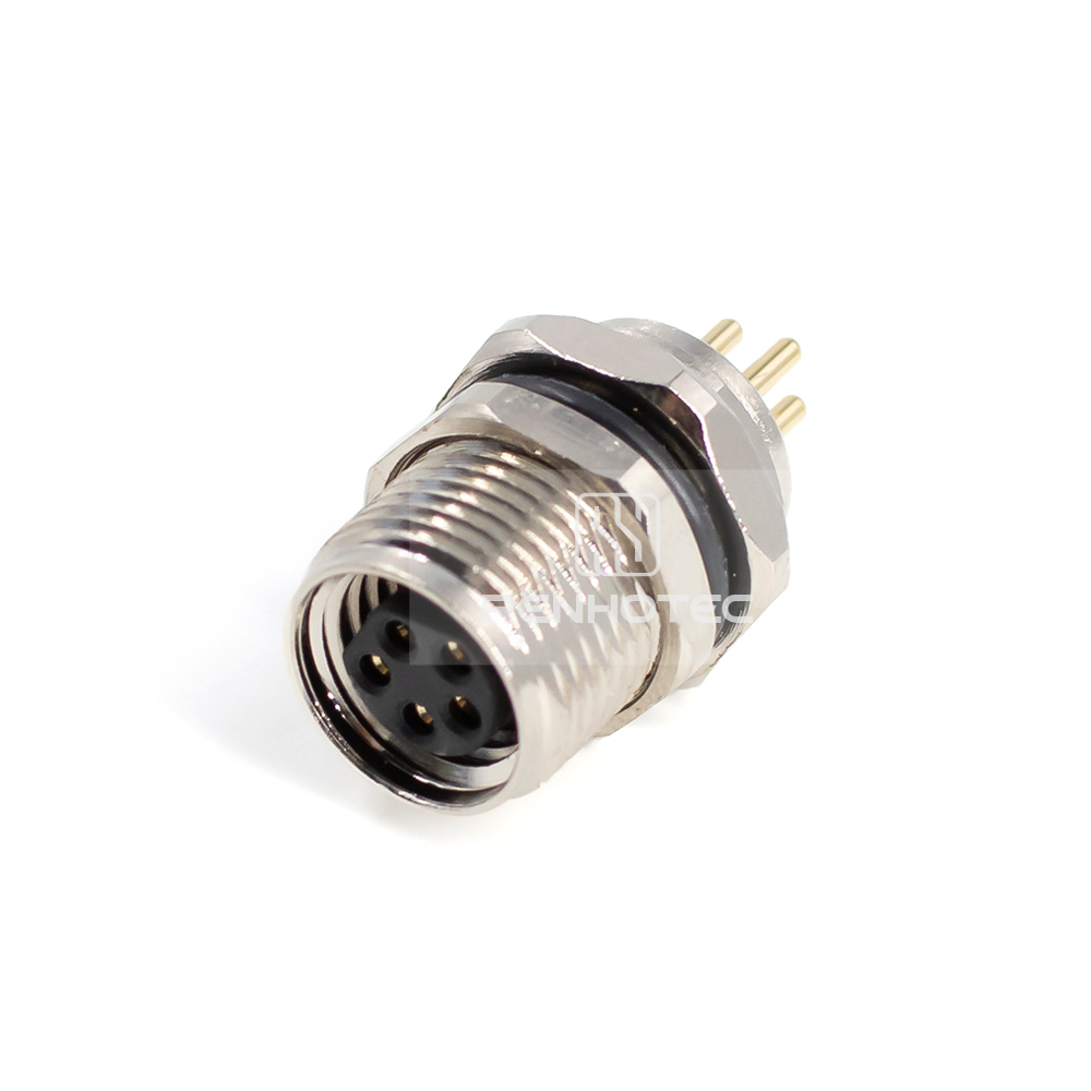 M8 Female Panel Mount Receptacle, PCB Type, Front Fastened, Straight, IP67, M10x0.75 — изображение 3