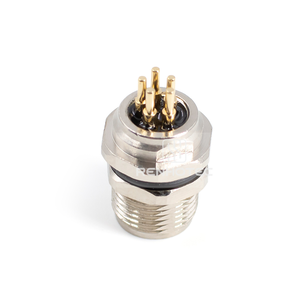 M8 Female Panel Mount Receptacle, PCB Type, Front Fastened, Straight, IP67, M10x0.75 — изображение 4
