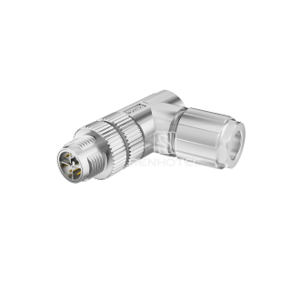 M12 Field Assembly Connector, Crimp, Angled