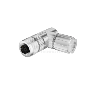 M12 Field Assembly Connector, Solder Cup, Angled
