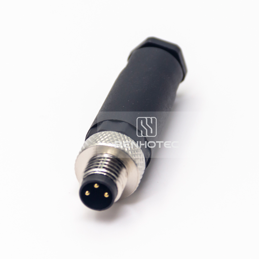 M8 Male Straight Field Wireable Connector, Screw Termination, IP67 Plastic Shell