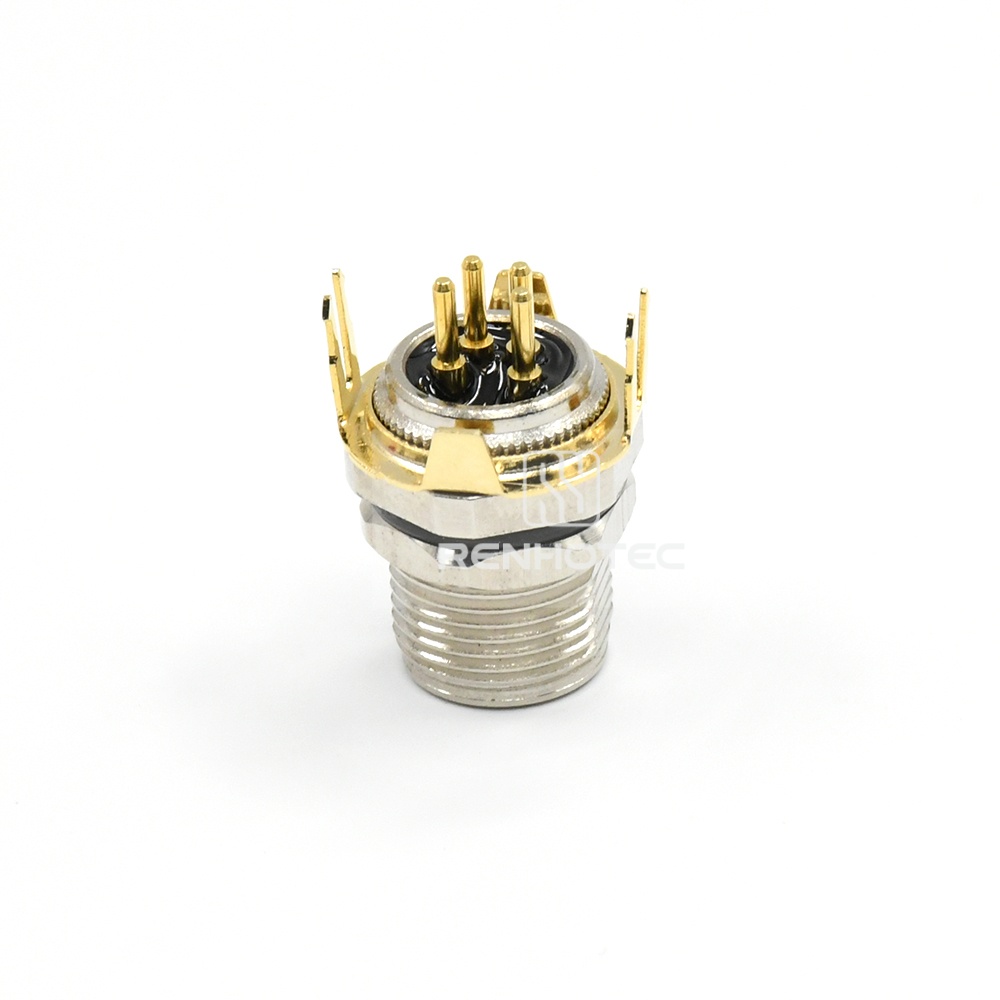 M8 Female Panel Mount Receptacle, PCB Type, Front Fastened, Straight, IP67, with Shielding Sheet — изображение 2