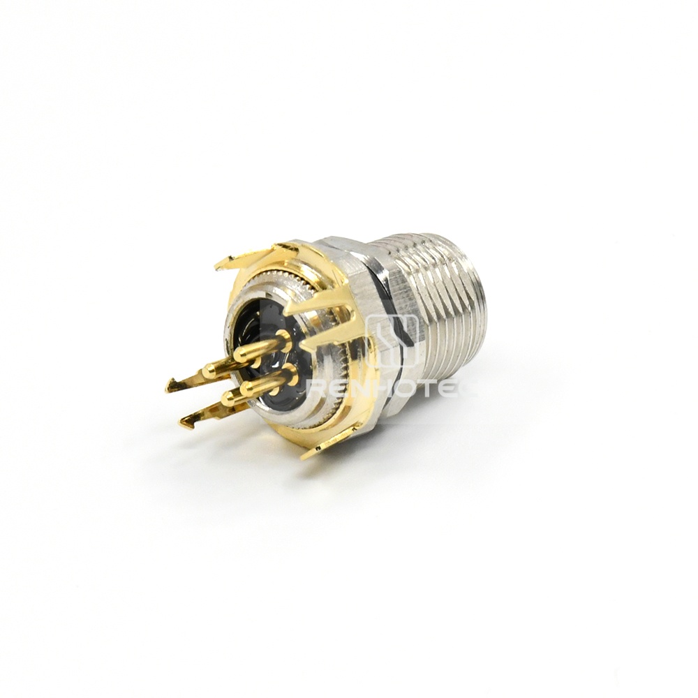 M8 Female Panel Mount Receptacle, PCB Type, Front Fastened, Straight, IP67, with Shielding Sheet — изображение 3