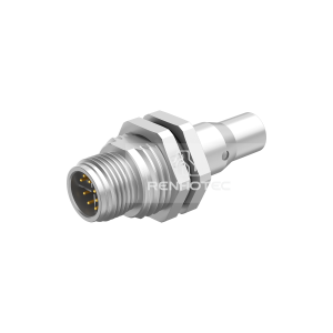M12 8 Pin X Code Male Straight Solder Cup Shielded Receptacle, Front Fastened Panel Mount M12X1.5 with Shielding Tube