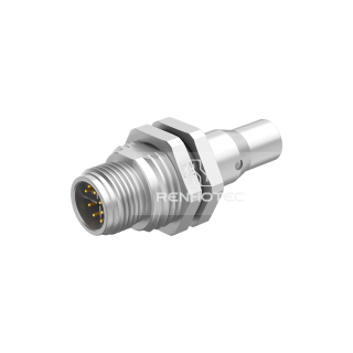 M12 8 Pin X Code Male Straight Solder Cup Shielded Receptacle, Front Fastened Panel Mount M12X1.5 with Shielding Tube