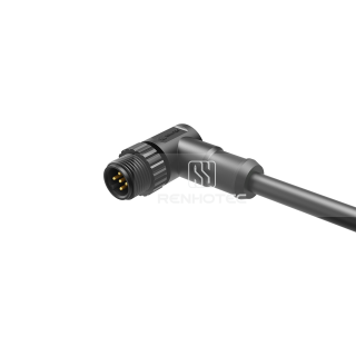 M12 Male Single-ended Cable Angled PVC/PUR Plastic