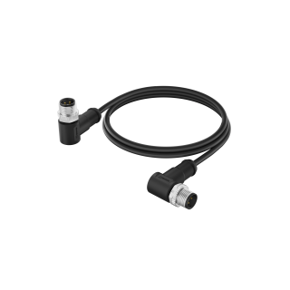 M12 Right Angled Male to Male Molded Cable Assembly, IP67