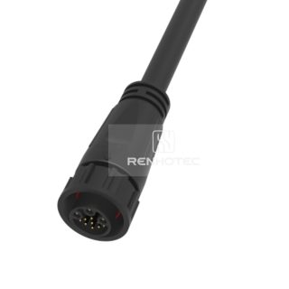 M19 Waterproof Circular Connector 3+9 Pin Female Plug 125V/30V 15A/2A Thread Over Molding