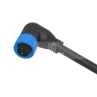 M19 Waterproof Connector 3 Pin Male Plug 600V 20A Self-Locking Right Angle Rubber