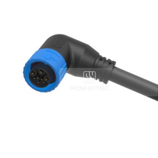 M19 Waterproof Connector 3+5 Pin Male Plug 125V/30V 15A/2A Self-Locking Right Angle Rubber