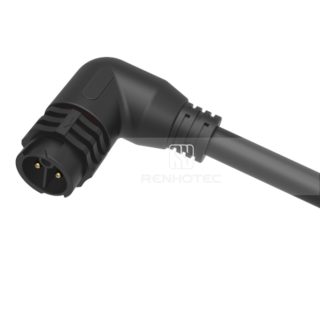 M19 Waterproof Connector 2 Pin Female Plug 600V 20A Self-Locking Right Angle Rubber