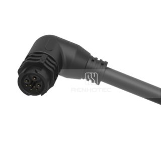 M19 Waterproof Connector 3+5 Pin Female Plug 125V/30V 15A/2A Self-Locking Right Angle Rubber