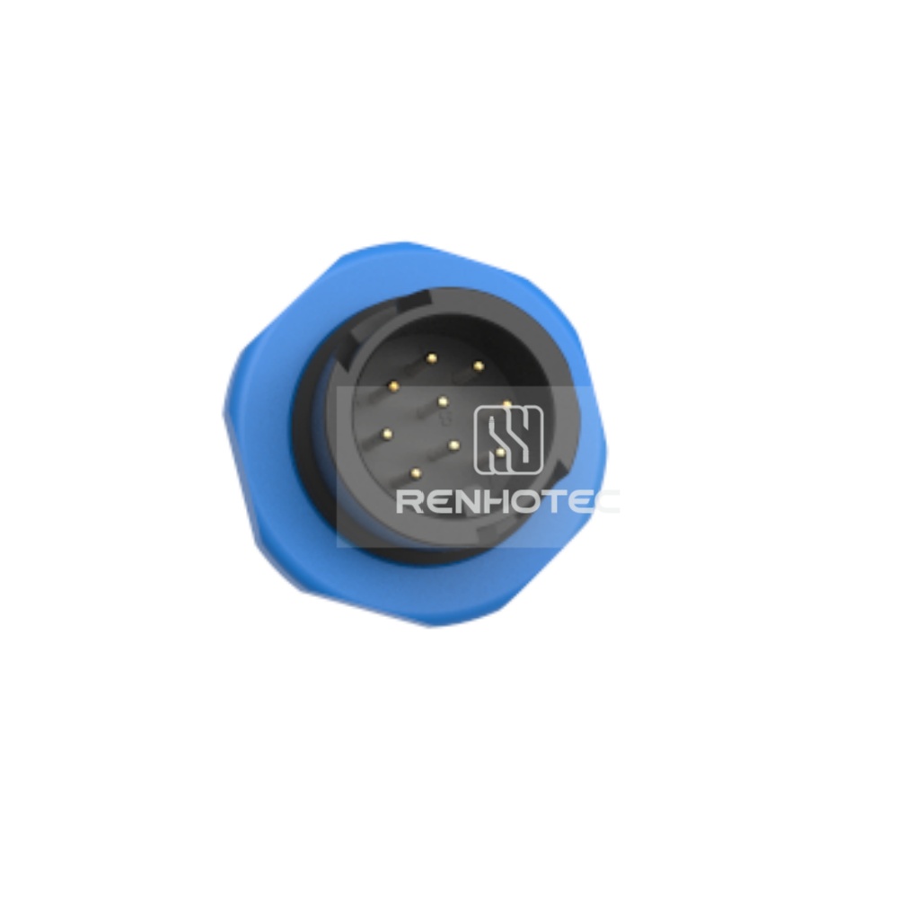 M19 Waterproof Connector 9 Pin Male Socket 60V 5A Self-Locking Front-Mounted Socket
