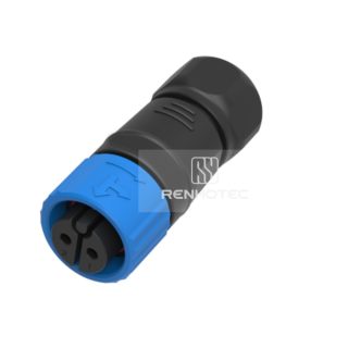 M19 Waterproof Connector 2 Pin Jack Male Plug 600V 20A Self-Locking Right Angle Rubber