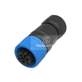 M19 Waterproof Connector 3 Pin Jack Male Plug 600V 20A Self-Locking Right Angle Rubber