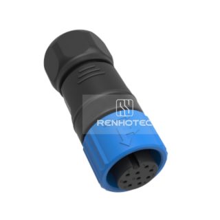 M19 Waterproof Connector 9 Pin Jack Male Plug 60V 5A Self-Locking Right Angle Rubber