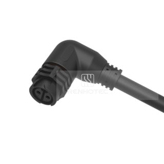 M19 Waterproof Connector 2 Pin Jack Female Plug 600V 20A Self-Locking Right Angle Rubber