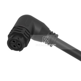 M19 Waterproof Connector 3 Pin Jack Female Plug 600V 20A Self-Locking Right Angle Rubber