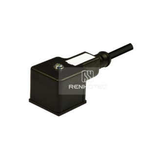 Type A Solenoid Valve Connector, 2+2PE, No Protection Circuit, 1M Wire Harness, 90°Outlet