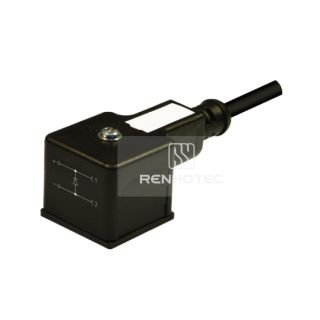 Type A Solenoid Valve Connector, 2+2PE, With Diode, 1M Wire Harness, 90°Outlet