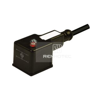 Type A Solenoid Valve Connector, 2+2PE, With Bipolar Led, 1M Wire Harness, 90°Outlet 115V AC/DC