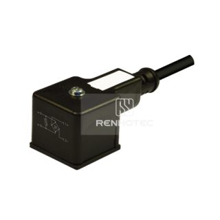 Type A Solenoid Valve Connector, 2+2PE, With Full-Wave Bridge Rectifier + Varistor, 1M Wire Harness, 90°Outlet 115V AC
