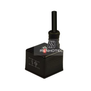 Type A Solenoid Valve Connector, 2+2PE, With Bipolar Led + Varistor, 1M Wire Harness, 180°Outlet 24V AC/DC